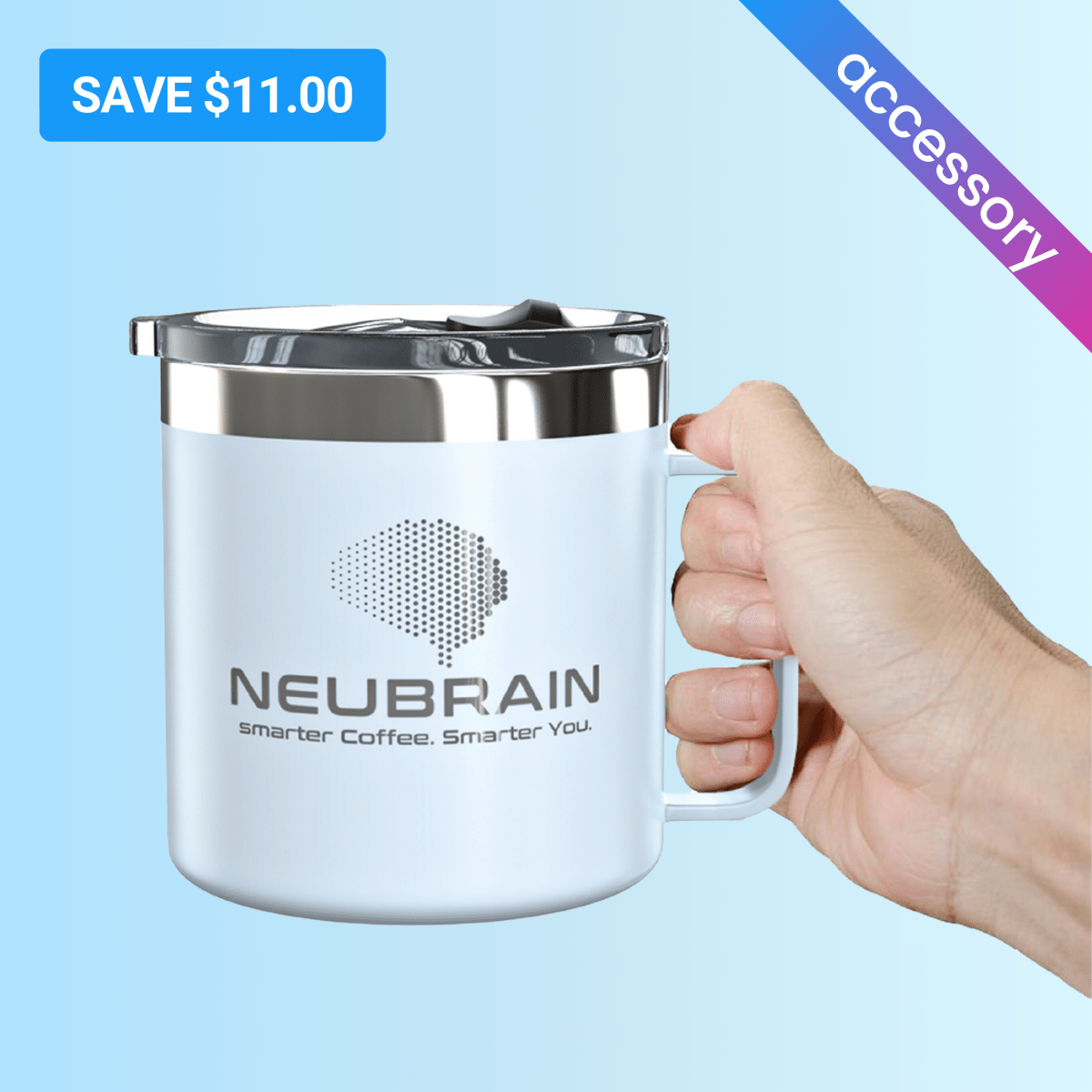 Neubrain 14oz insulated metal mug with magnetic lid